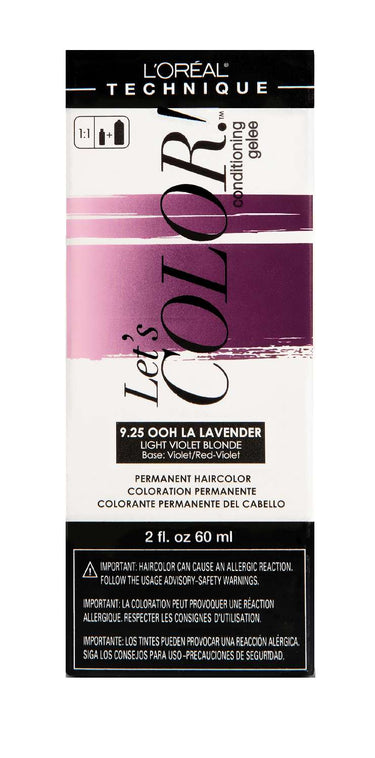 L’Oréal Technique Let's COLOR Permanent Gel Hair Color – 9.25 Ooh La Lavender (Light Violet Blonde, Violet/Red-Violet Base) – 2 fl oz - ANNS BEAUTY SUPPLY